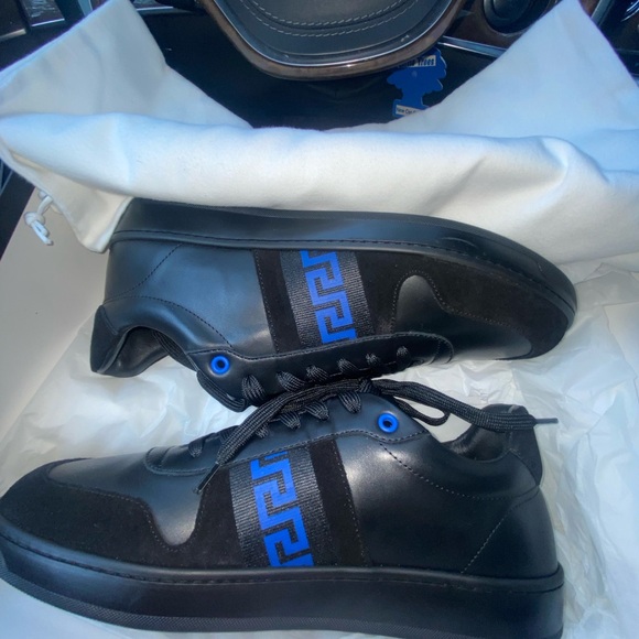 Versace La Greca Black and Blue Men's Sneakers
